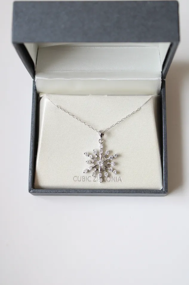 Jubilee Thrift Cubic Zirconia Snowflake Sterling Silver Pendant Necklace Necklaces