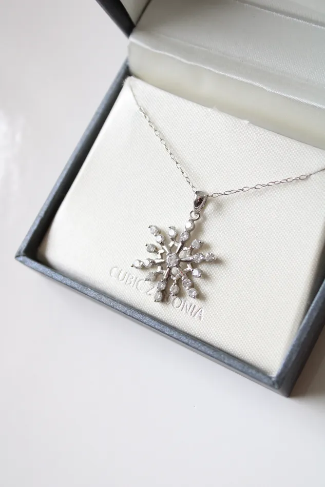 Jubilee Thrift Cubic Zirconia Snowflake Sterling Silver Pendant Necklace Necklaces
