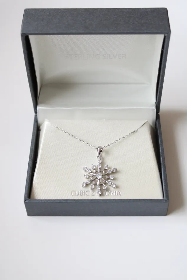 Jubilee Thrift Cubic Zirconia Snowflake Sterling Silver Pendant Necklace Necklaces