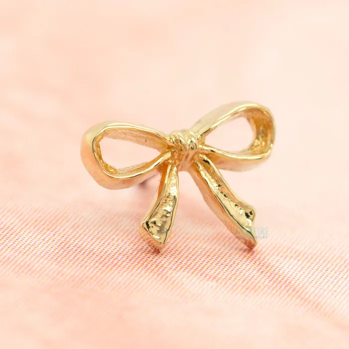 Anatometal Earrings threadless Lovelee Bow 1 End in Gold