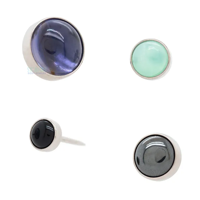 Earrings Peoples Jewelry threadless 4mm BezelSet Stone Cabochon End