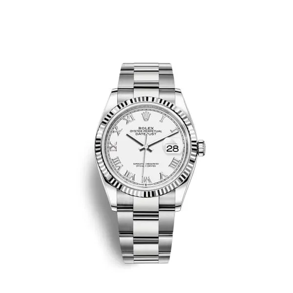 Bracelets Rolex Datejust 36mm Ref 1262340026 White Roman Dial Stainless Steel Oyster Bracelet Watch Rolex