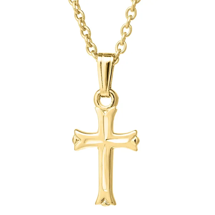 Croghans Necklaces Baby 14K Gold Filled Engraved Cross Pendant Necklace