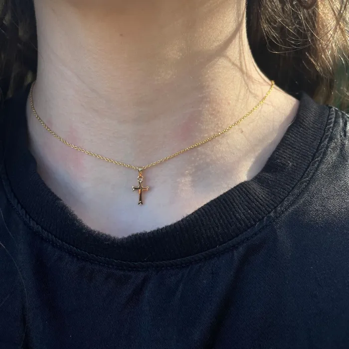 Croghans Necklaces Baby 14K Gold Filled Engraved Cross Pendant Necklace