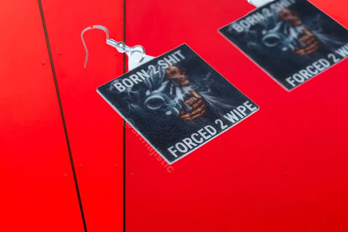 Earrings Sam Makes Things Born to Shit Forced to Wipe Skeleton Meme Handmade Earrings