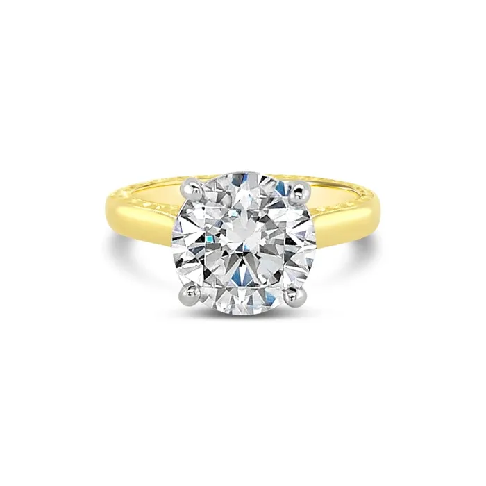 Jack Kelege Rings Jack Kelege 18K Yellow Gold Solitaire Mount Ring with a White Gold Head
