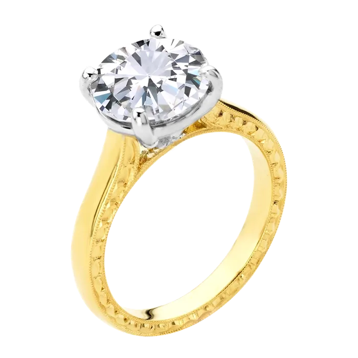 Jack Kelege Rings Jack Kelege 18K Yellow Gold Solitaire Mount Ring with a White Gold Head Jack Kelege Rings Jack Kelege 18K Yellow Gold Solitaire Mount Ring with a White Gold Head