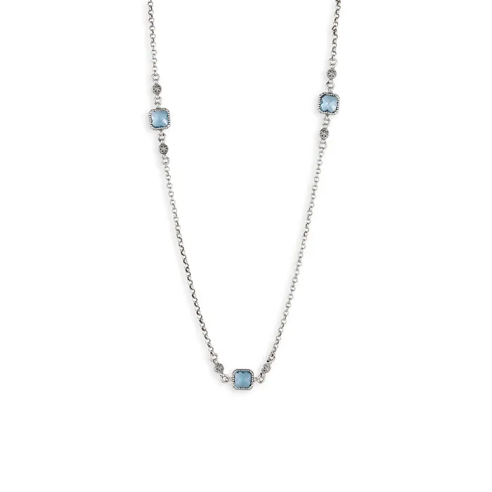 Konstantino Necklaces Konstantino Anthos Silver and 18K Gold Blue Spinel SixStation Necklace