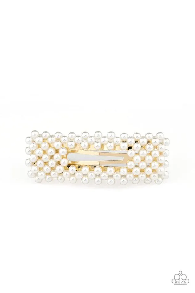 Paparazzi Hair Accessories Clutch Your Pearls Gold Paparazzi Jewelry Earrings