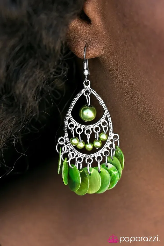 Paparazzi Jewelry Earrings Paparazzi Earring At Sea Level Green