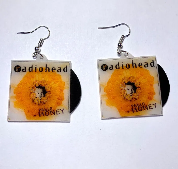 Sam Makes Things Earrings Radiohead Pablo Honey Vinyl Album Handmade Earrings