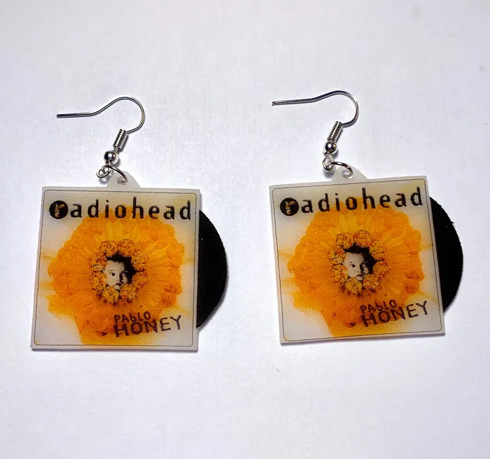 Sam Makes Things Earrings Radiohead Pablo Honey Vinyl Album Handmade Earrings