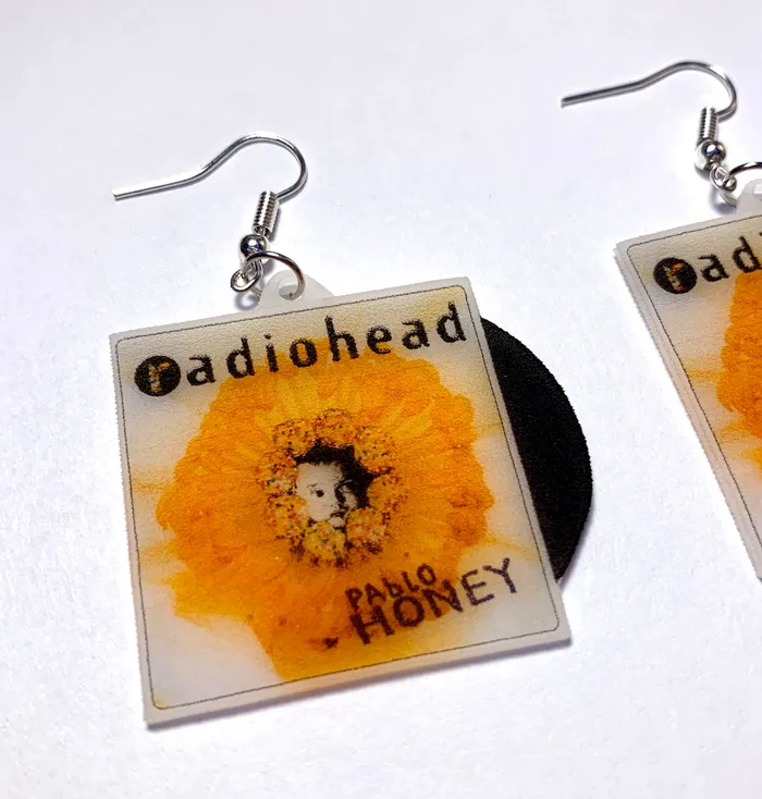 Sam Makes Things Earrings Radiohead Pablo Honey Vinyl Album Handmade Earrings