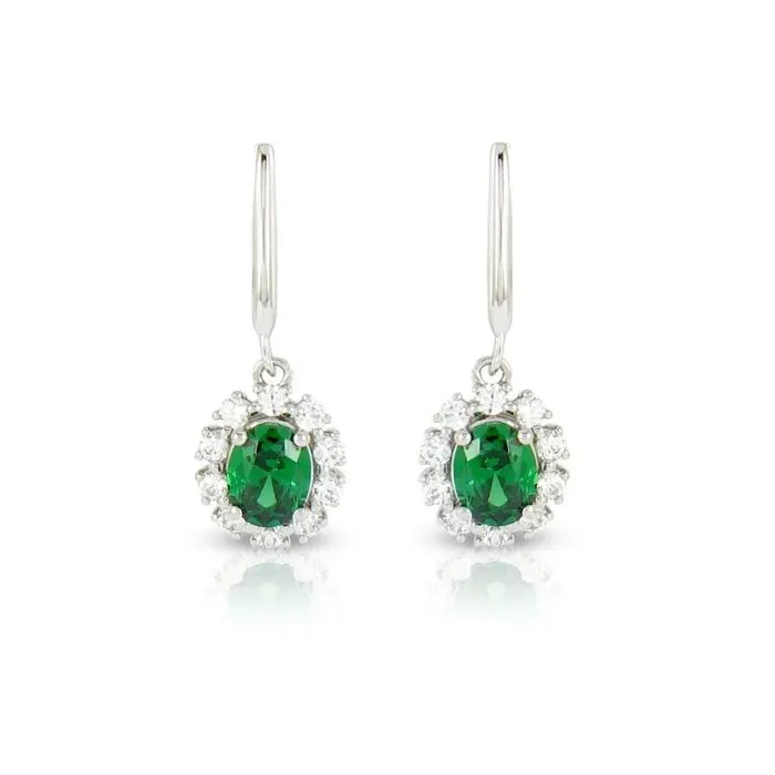 750 Ct Green Emerald With Natural Earth Mined Diamonds Dangle Earrings White Gold 14K GB Earrings 750 Ct Green Emerald With Natural Earth Mined Diamonds Dangle Earrings White Gold 14K GB Earrings