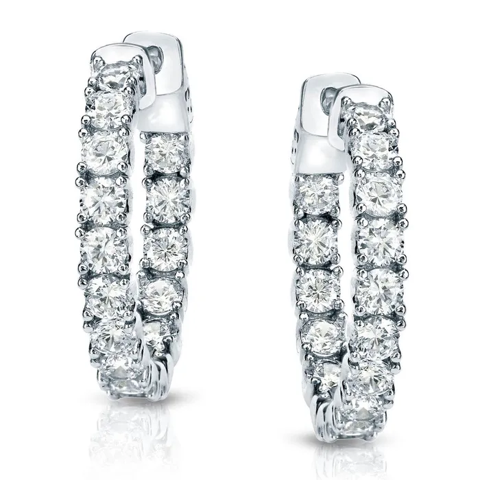 Earrings GB Prong Set 6 Carats Round Cut Genuine Natural Earth Mined Diamonds Hoop Earrings White Gold Earrings GB Prong Set 6 Carats Round Cut Genuine Natural Earth Mined Diamonds Hoop Earrings White Gold