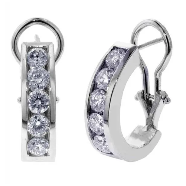 GB Earrings 4 Ct Channel Set Round Natural Earth Mined Diamond Hoop Huggies Earring Gold White GB Earrings 4 Ct Channel Set Round Natural Earth Mined Diamond Hoop Huggies Earring Gold White