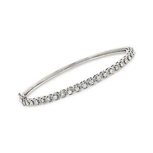 GB Earrings Round Genuine Natural Earth Mined Diamond Bangle White Gold Jewelry 360 Ct