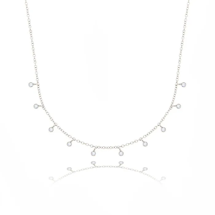 GB Necklaces 5 Carats Round Natural Earth Mined Diamond Necklace Solid White Gold 14K Women Jewelry