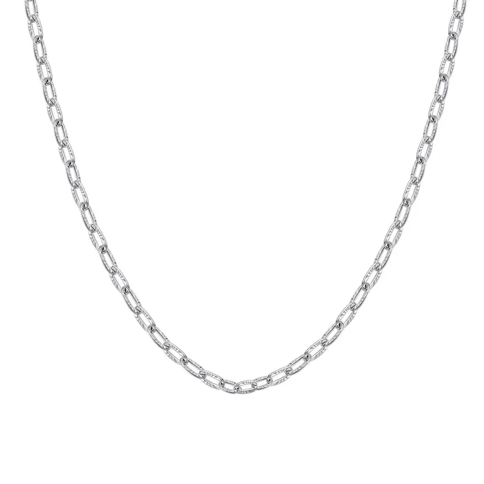 Hey Happiness Necklaces Textured Link Chain Necklace Silver