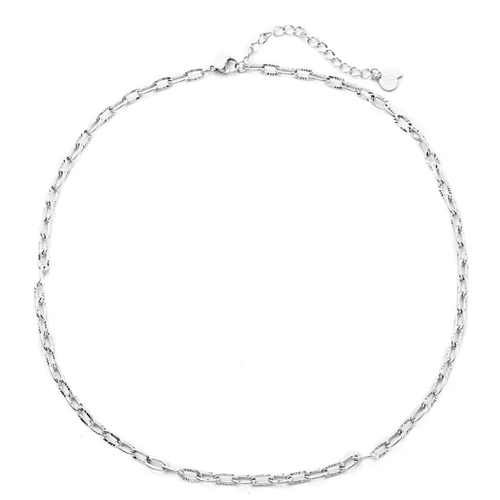 Hey Happiness Necklaces Textured Link Chain Necklace Silver Hey Happiness Necklaces Textured Link Chain Necklace Silver