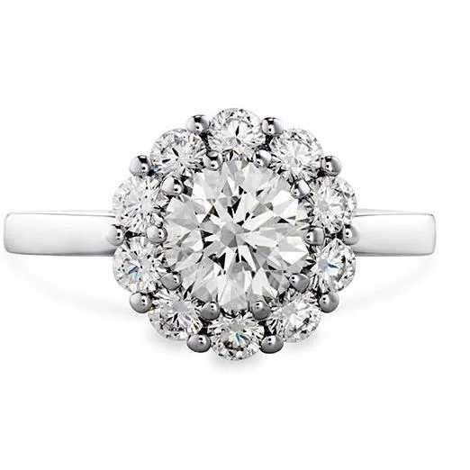 Rings GB 375 Carats Natural Earth Mined Diamond Engagement Halo Ring