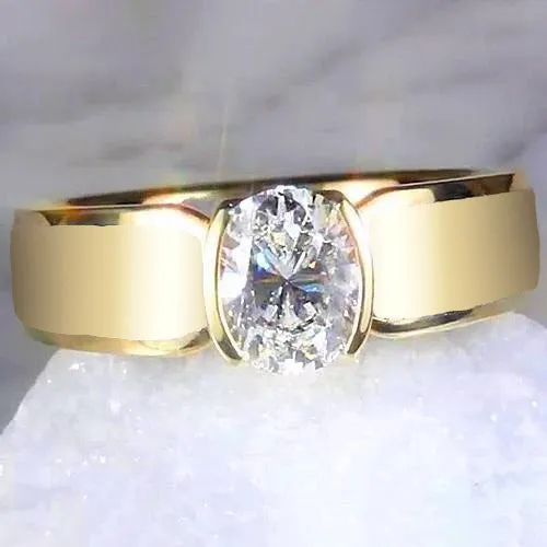 Rings GB Men Solitaire Ring Oval Natural Earth Mined Diamond 150 Carats Yellow Gold Jewelry Rings GB Men Solitaire Ring Oval Natural Earth Mined Diamond 150 Carats Yellow Gold Jewelry