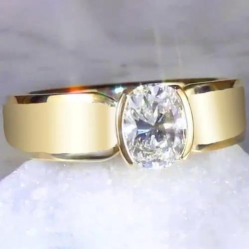 Rings GB Men Solitaire Ring Oval Natural Earth Mined Diamond 150 Carats Yellow Gold Jewelry Rings GB Men Solitaire Ring Oval Natural Earth Mined Diamond 150 Carats Yellow Gold Jewelry