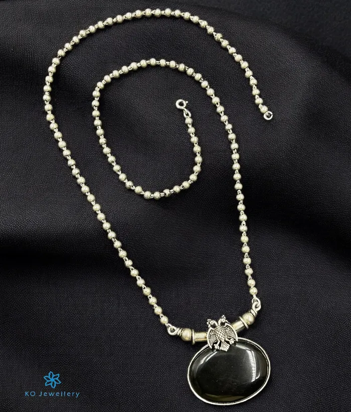 Silversmith Necklaces The Zyama Silver Gandaberunda Onyx Necklace Black