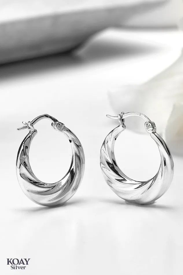 KOAY Silver Store Earrings Wavy Earring 02