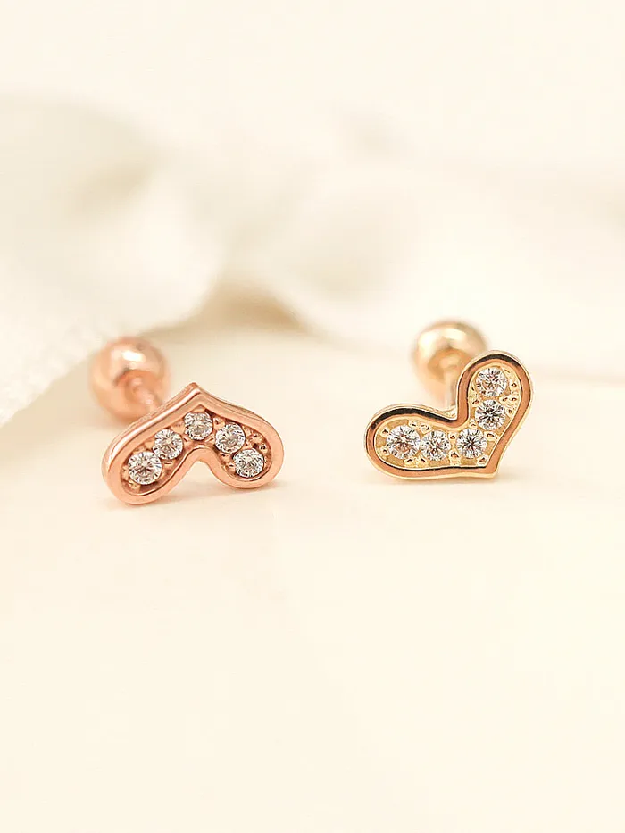 MinimalBijoux Earrings 14K gold Lovely Heart cartilage earring 20g