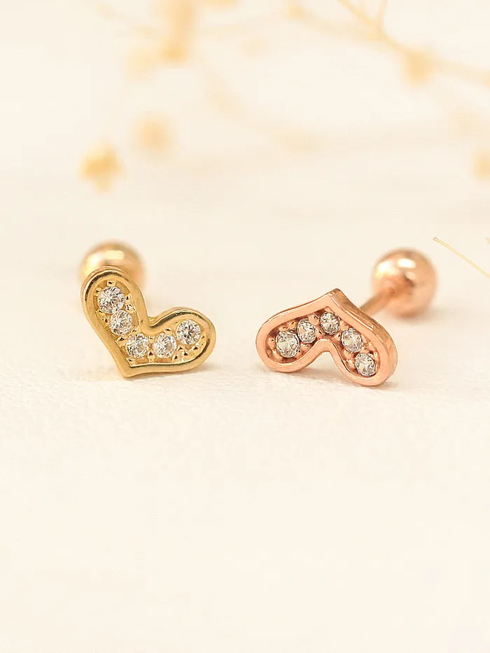 MinimalBijoux Earrings 14K gold Lovely Heart cartilage earring 20g
