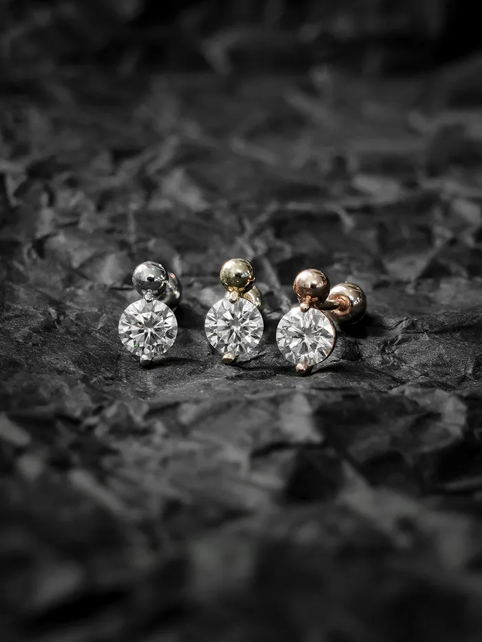 MinimalBijoux Earrings 14K Gold Moissanite Mini Ball Cartilage Earring 20G18G16G MinimalBijoux Earrings 14K Gold Moissanite Mini Ball Cartilage Earring 20G18G16G