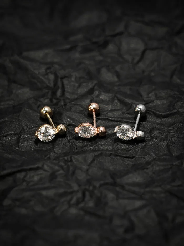 MinimalBijoux Earrings 14K Gold Moissanite Mini Ball Cartilage Earring 20G18G16G