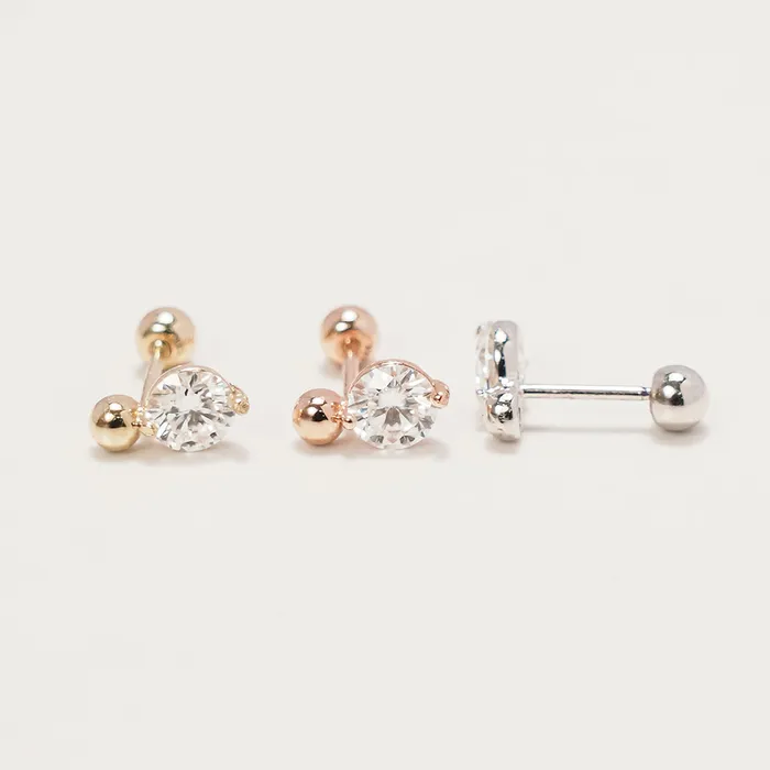 MinimalBijoux Earrings 14K Gold Moissanite Mini Ball Cartilage Earring 20G18G16G