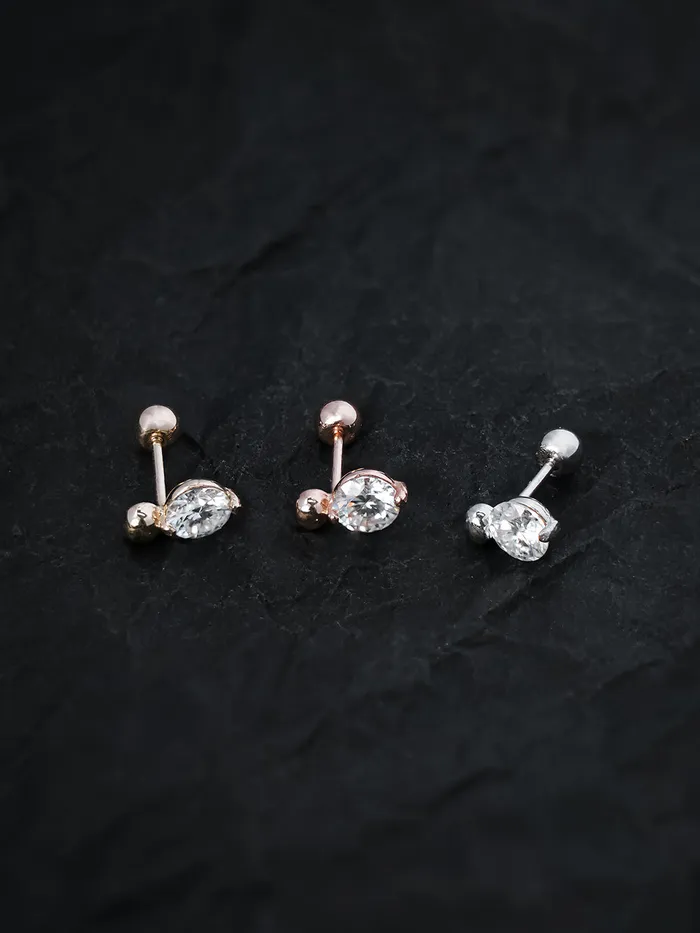 MinimalBijoux Earrings 14K Gold Moissanite Mini Ball Cartilage Earring 20G18G16G