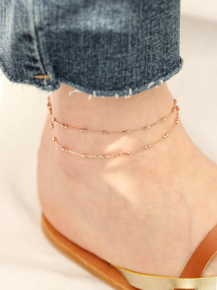 MinimalBijoux PreStyled Sets 14K 18K Gold Cutting Ball Chain Anklet