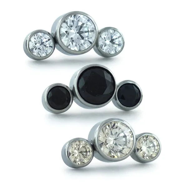 NeoMetal Curved 3CZ Cluster Threadless End by NeoMetal Charm Necklaces