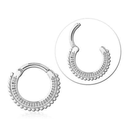 Rings 16g Beaded Stainless Hinged Ring Tulsa Body Jewelry