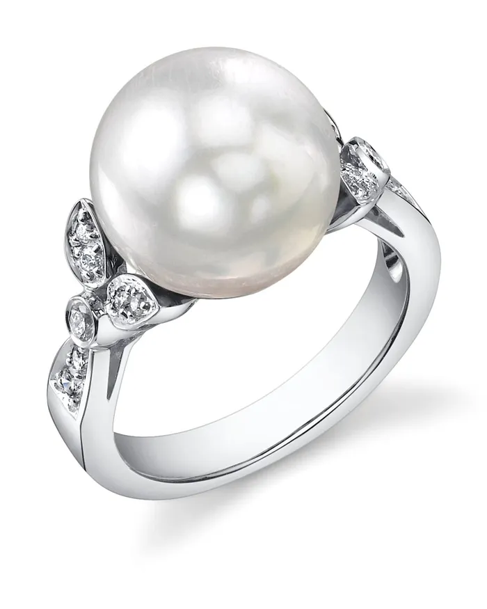 SPT White South Sea Pearl Diamond Floret Ring Rings