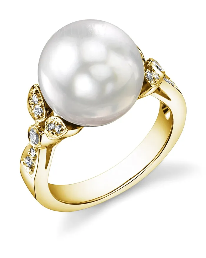 SPT White South Sea Pearl Diamond Floret Ring Rings