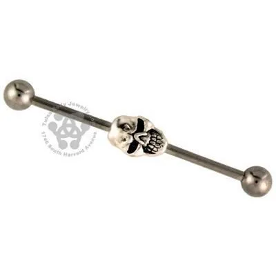 Tulsa Body Jewelry 14g Angry Skull Industrial Barbell Rings