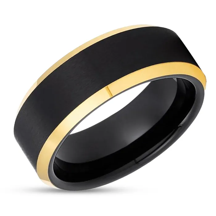 Black Wedding Ring Yellow Gold Wedding Ring Black Tungsten Ring 18k Yellow Gold Clean Casting Jewelry Rings Black Wedding Ring Yellow Gold Wedding Ring Black Tungsten Ring 18k Yellow Gold Clean Casting Jewelry Rings