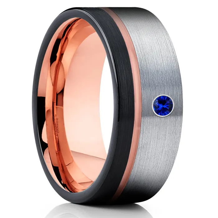 Clean Casting Jewelry Rings Black Tungsten Ring Rose Gold Wedding Ring Mans Wedding Band Black Wedding Ring