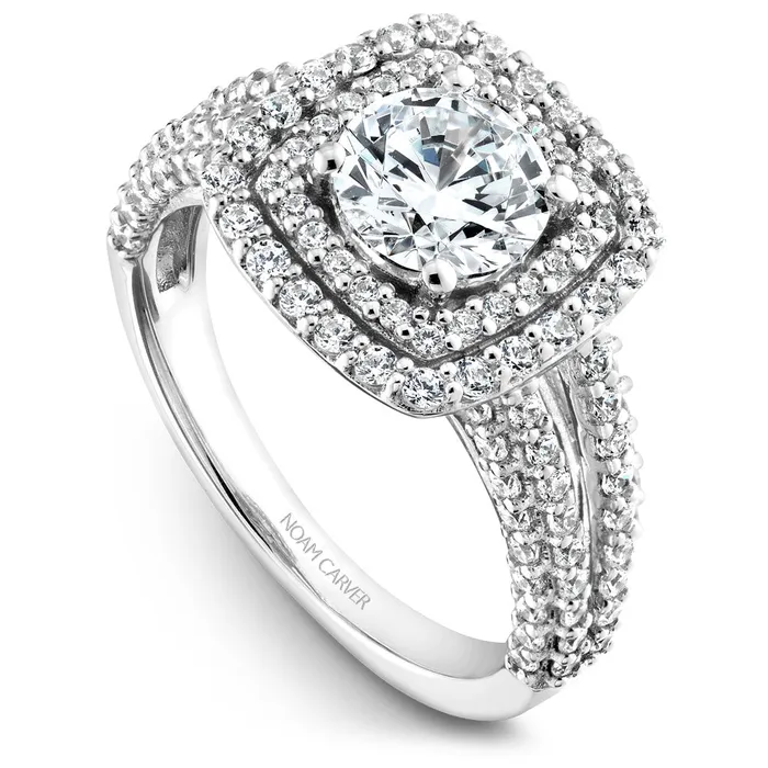 International Diamond Center Noam Carver White Gold 4Row Split Shank Diamond Engagement Ring Setting with Double Halo 106 CTW Rings International Diamond Center Noam Carver White Gold 4Row Split Shank Diamond Engagement Ring Setting with Double Halo 106 CTW Rings