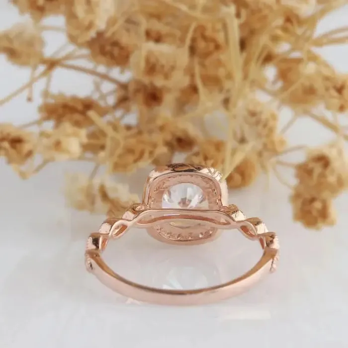 Luxus Moissanite Rings 14k Halo Rose Gold Engagement Rings Moissanite 12ct