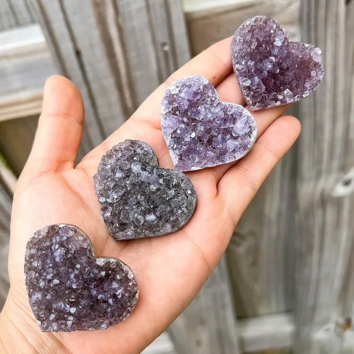 Magic Crystals Druzy Amethyst Heart Cluster Charm Necklaces