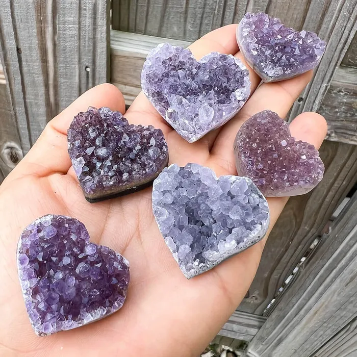 Magic Crystals Druzy Amethyst Heart Cluster Charm Necklaces