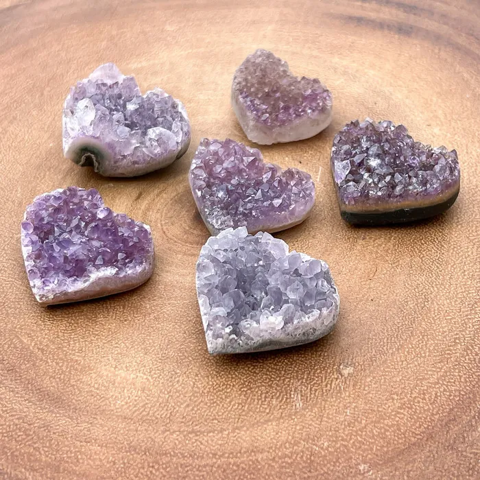 Magic Crystals Druzy Amethyst Heart Cluster Charm Necklaces