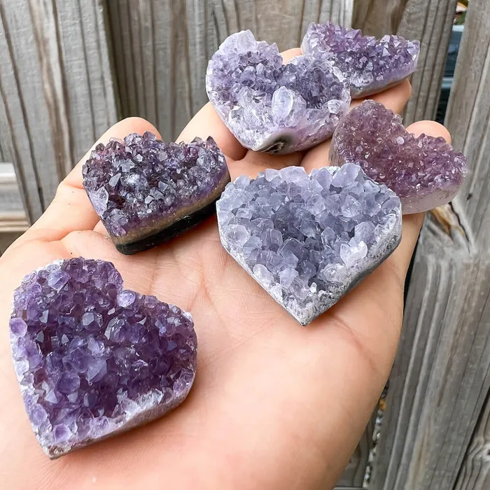 Magic Crystals Druzy Amethyst Heart Cluster Charm Necklaces