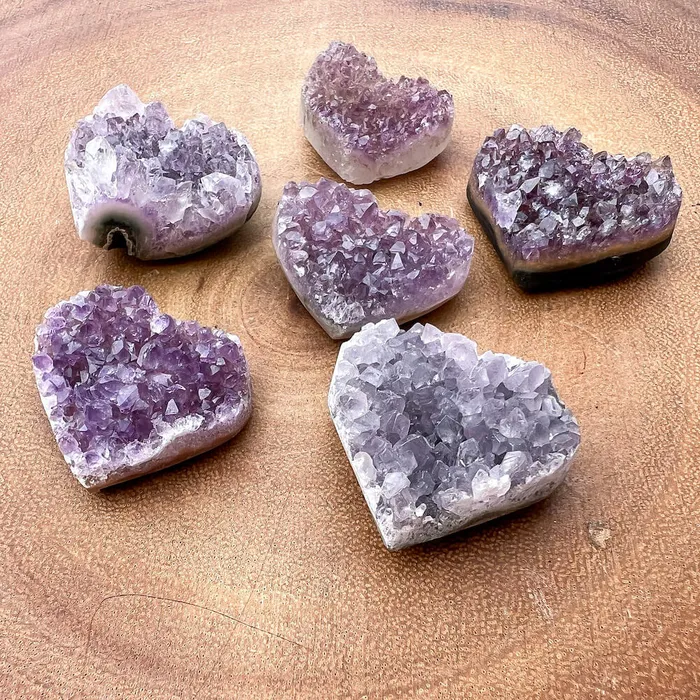 Magic Crystals Druzy Amethyst Heart Cluster Charm Necklaces
